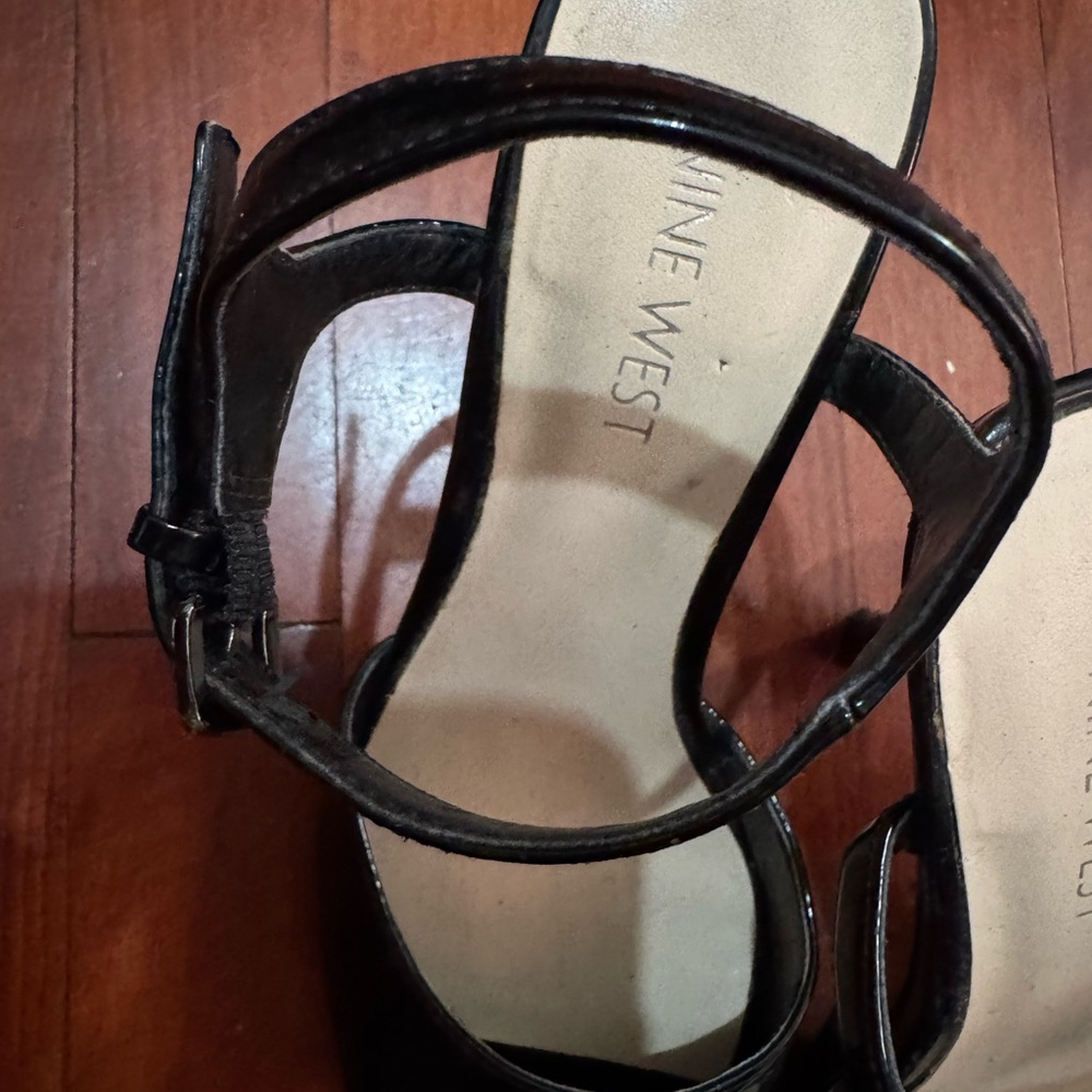 Nine West Black Patent Ankle-Strap Heels - Picture 3 of 7